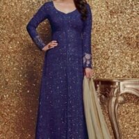 Blue Heavy Gerogette Embroidered Salwar Suit