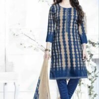 Blue Printed Semi Lawn Embroidered Salwar Suit