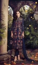 Navy Blue Georgette Multi Embroidered Party Wear Salwar Suit