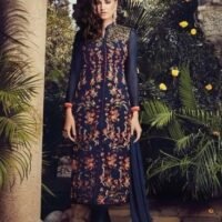 Navy Blue Georgette Multi Embroidered Party Wear Salwar Suit