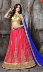 Pink & Golden Embroidered Lehengas Choli