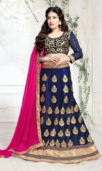 Blue & Pink Embroidered Lehengas Choli