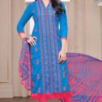Royal Blue Cotton Jacquard Embroidered Salwar Suit