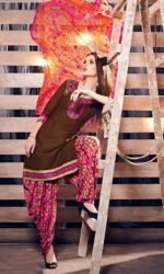 Brown  Embroidered Salwar Suit