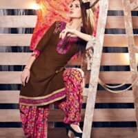 Brown  Embroidered Salwar Suit