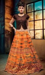 Brown & Orange Designer Embroidered Lehengas