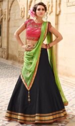 Banglori Silk Pink&Black Lehnga with Jari Work