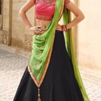 Banglori Silk Pink&Black Lehnga with Jari Work