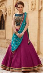 Banglori Silk Blue&Purple Lehnga with Jari Work