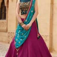 Banglori Silk Blue&Purple Lehnga with Jari Work