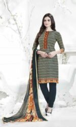 Black & yellow Semi Lawn Embroidered Salwar Suit