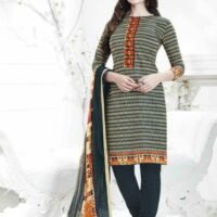 Black & yellow Semi Lawn Embroidered Salwar Suit