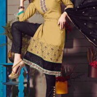 Yellow and Black Embroidered Salwar Suit