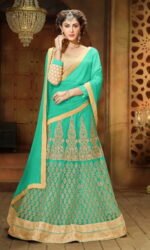 Green & Golden Sentoon Embroidered Lehengas