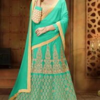 Green & Golden Sentoon Embroidered Lehengas