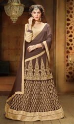 Brown & Golden Sentoon Embroidered Lehengas