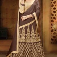 Brown & Golden Sentoon Embroidered Lehengas