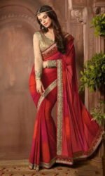 Mheroom & Golden Pure Georeget Embroidered Sarees