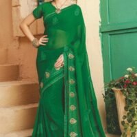 GreenPure Georegette Embroidered Sarees