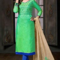 Green & Blue Santoon Embroidered Salwar Suit
