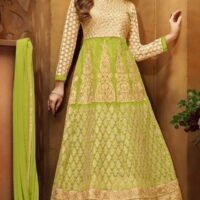 Green & Golden Sentoon Embroidered Lehengas