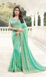 Green Designer Embroidered Sarees