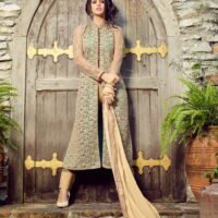 Green & Golden Georgette Embroidered Salwar Suit