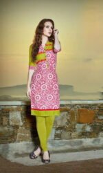 Pink & Green Cotton Embroidered Salwar Suit