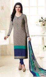 Grey & Navy Blue  Embroidered Salwar Suit