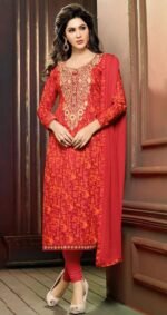 Orange & Red Straight Salwar Suit