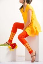 Printed Orange & Yellow Legging