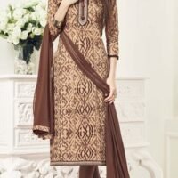 Brown Cambric Cotton Salwar Suit with Embroidery