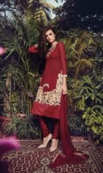 Maroon Georgette Embroidered Party Wear Salwar Suit