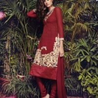 Maroon Georgette Embroidered Party Wear Salwar Suit