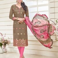 Mhendi & Pink Jacquard Embroidered Salwar Suit