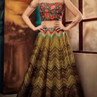 Orange & Golden Designer Embroidered Lehengas