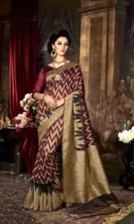 Mheroom  & Golden Silk Embroidered Sarees