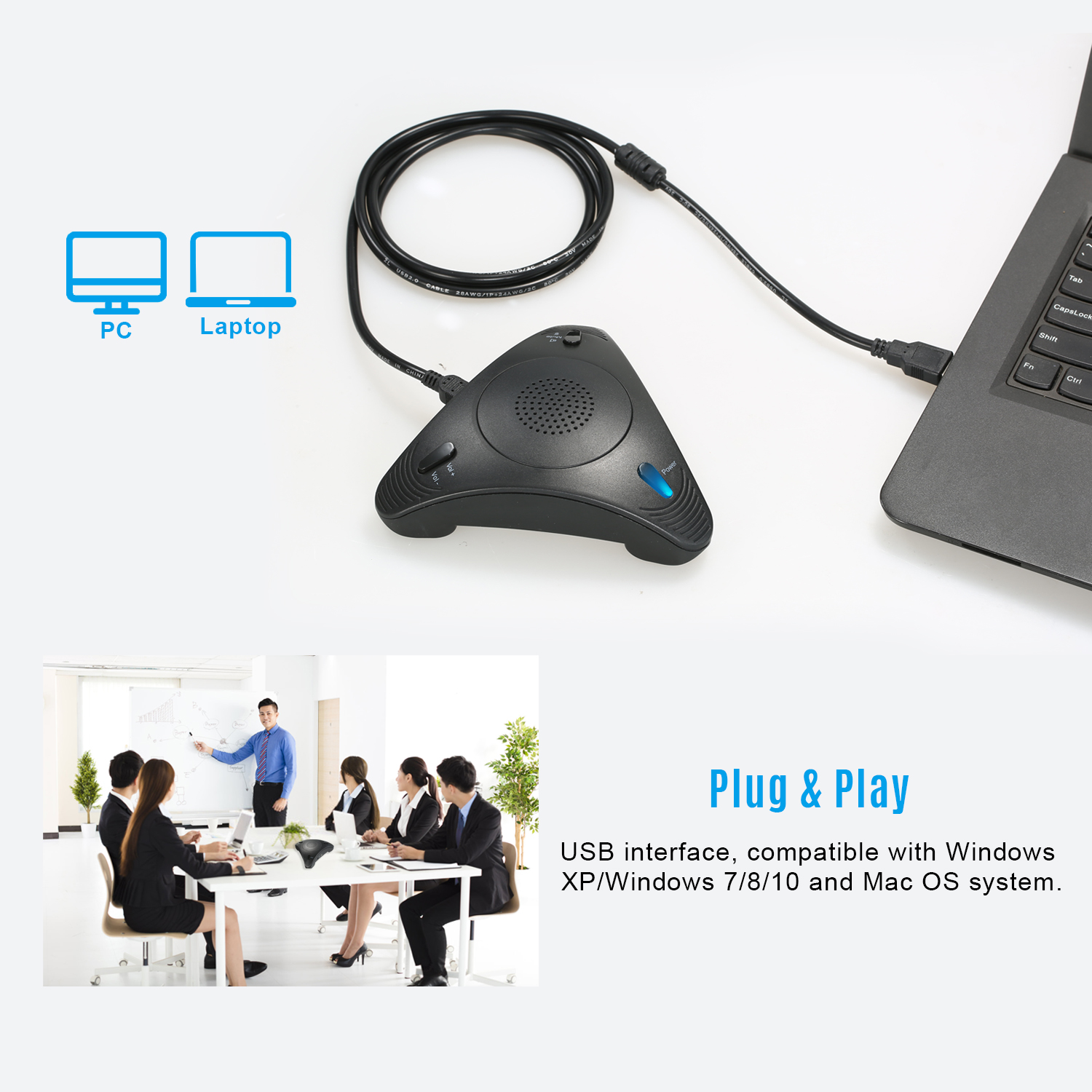 OSCO USB Recording Mic Desktop Conference Microphone Speaker Audio Pickup High Range - Image 7