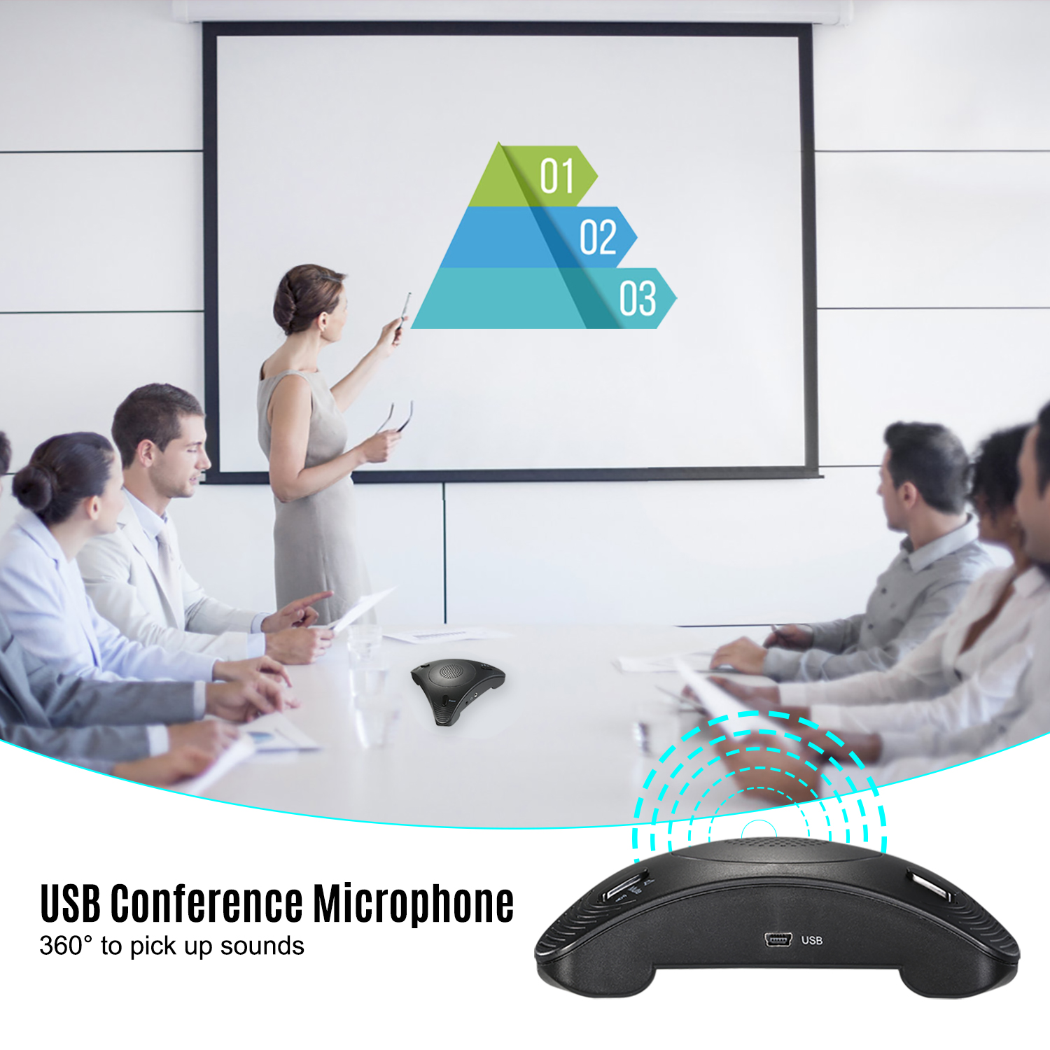 OSCO USB Recording Mic Desktop Conference Microphone Speaker Audio Pickup High Range - Image 10