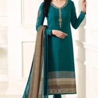 Navy Blue & Embroidered Salwar Suit