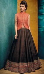 Orange & Brown Designer Embroidered Lehengas