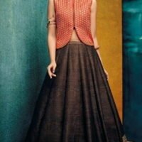 Orange & Brown Designer Embroidered Lehengas