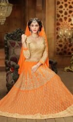 Orange & Golden Sentoon Embroidered Lehengas