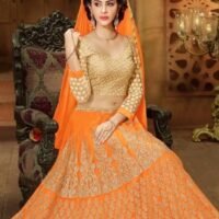Orange & Golden Sentoon Embroidered Lehengas