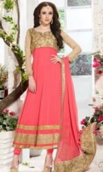 Pink & Golden Sentoon Embroidered Lehengas Choli