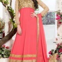 Pink & Golden Sentoon Embroidered Lehengas Choli
