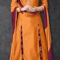 Orange and Mherrom Tafeta Jequrd Embroidered Salwar Suit