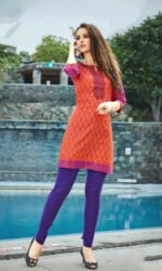 Orange Cotton Embroidered Salwar Suit
