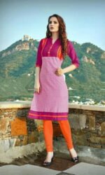 Orange Cotton Embroidered Salwar Suit