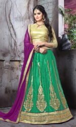 Green & Golden Embroidered Lehengas Choli